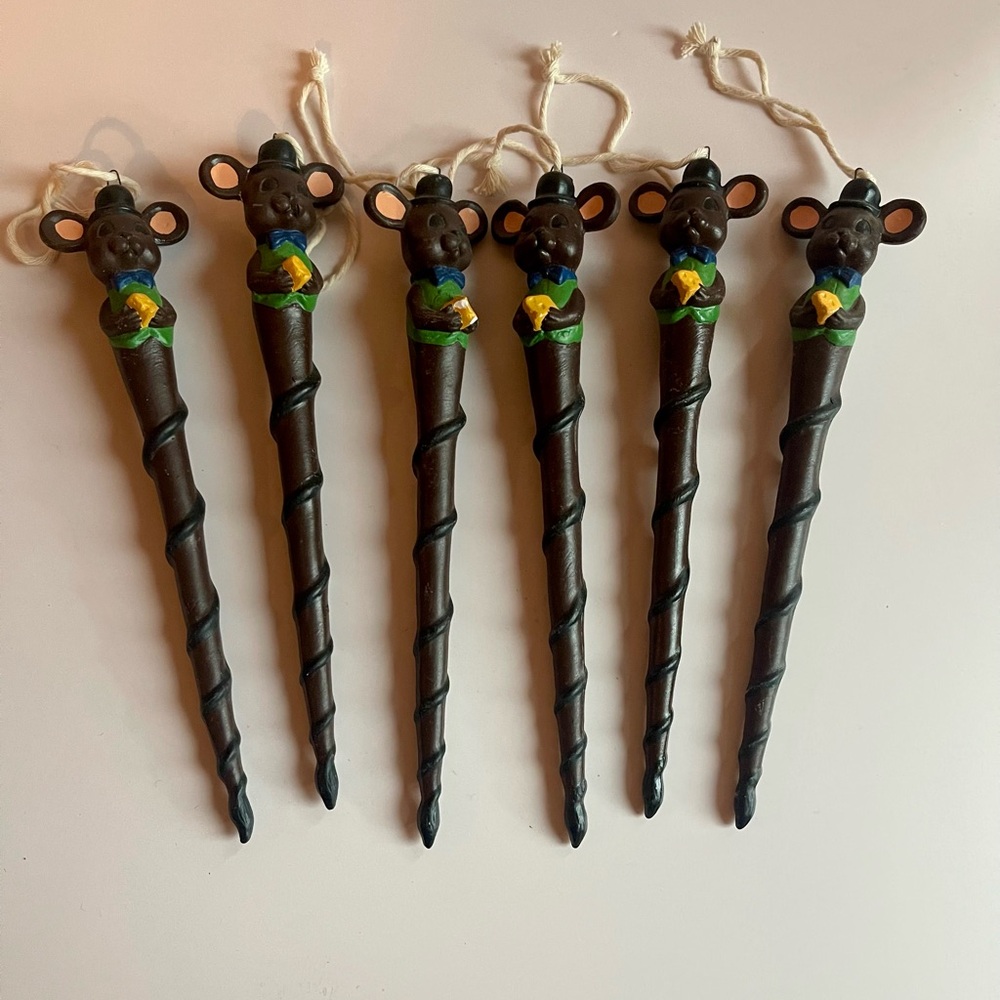 6 vintage mouse with cheese icicle ornaments Christmas